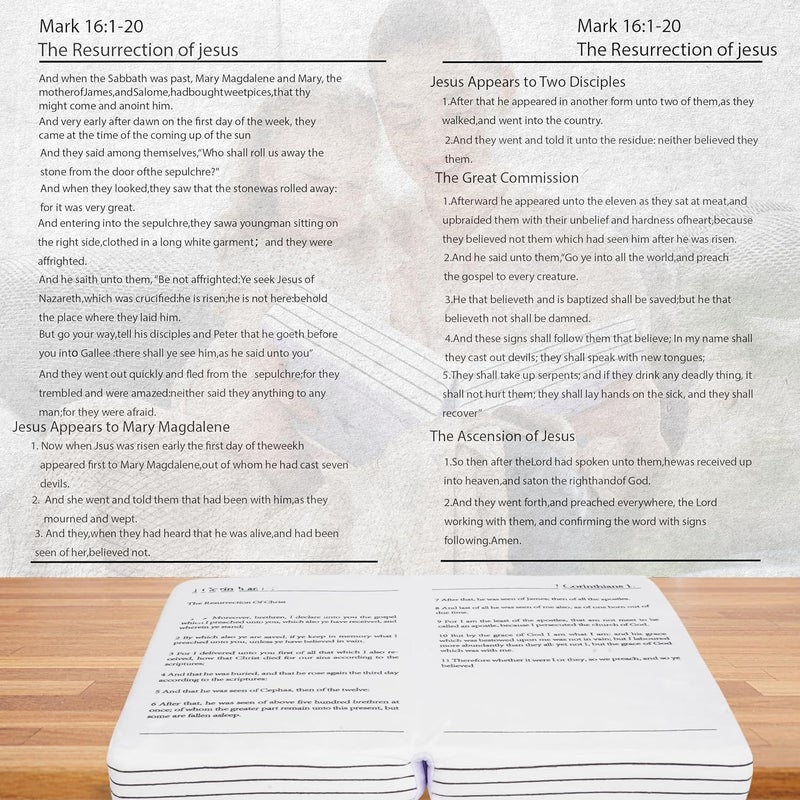 VKMON Bible Pillow Book Plush That Opens, for Teens Adults Christian Gifts, Cozy Faith Bible Pillow (White) - Image 2